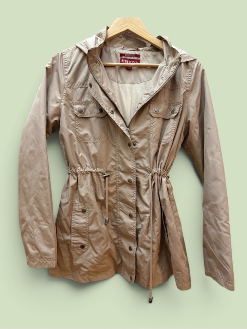 Merona Beige/Tan Hooded Drawstring Utility Jacket
